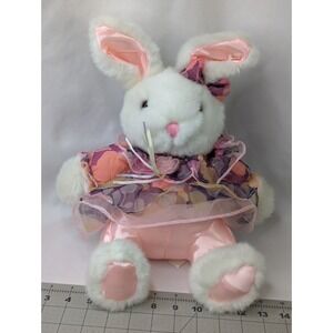 White Rabbit Floral Lacy Dress Plush Satin Tb Trading Co Sits 12 Inch Stuffed